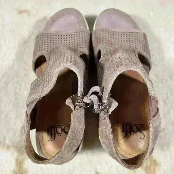 SOFFT Shandi Platform Wedge Leather Sandal Ankle Zip Lilac Purple Women Size 6 - Picture 12 of 14